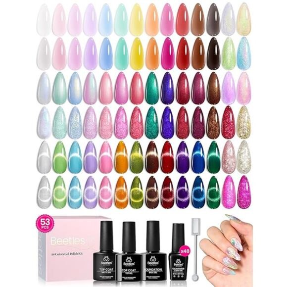 Gel Polish Set Cat Eye Gel Nail Polish Kit 48 Colors Jelly Glitter - Picture 7 of 7